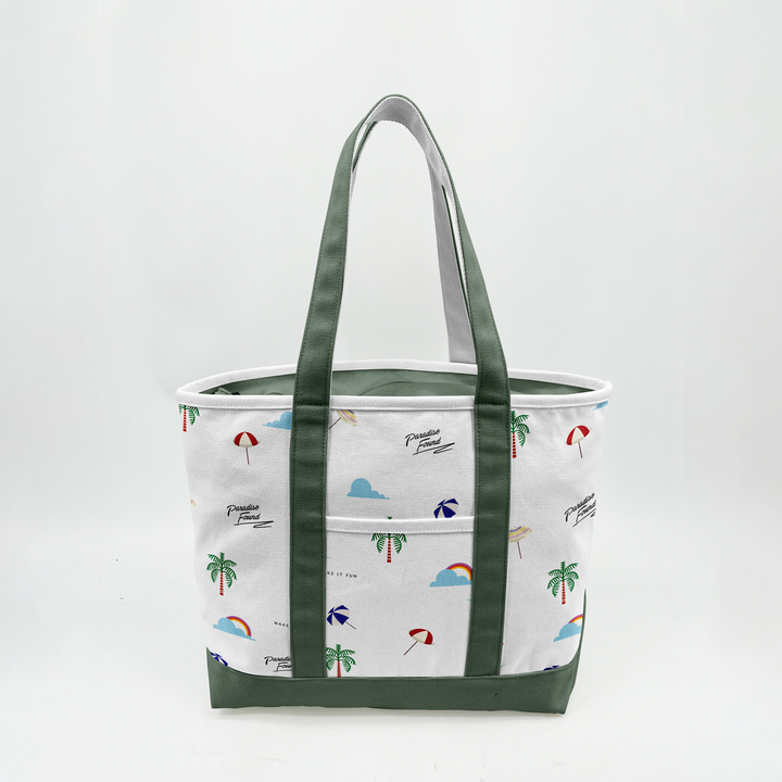 Paradise Beach Icons Canvas Tote Bag ¨C Coastal Vacation Carryall
