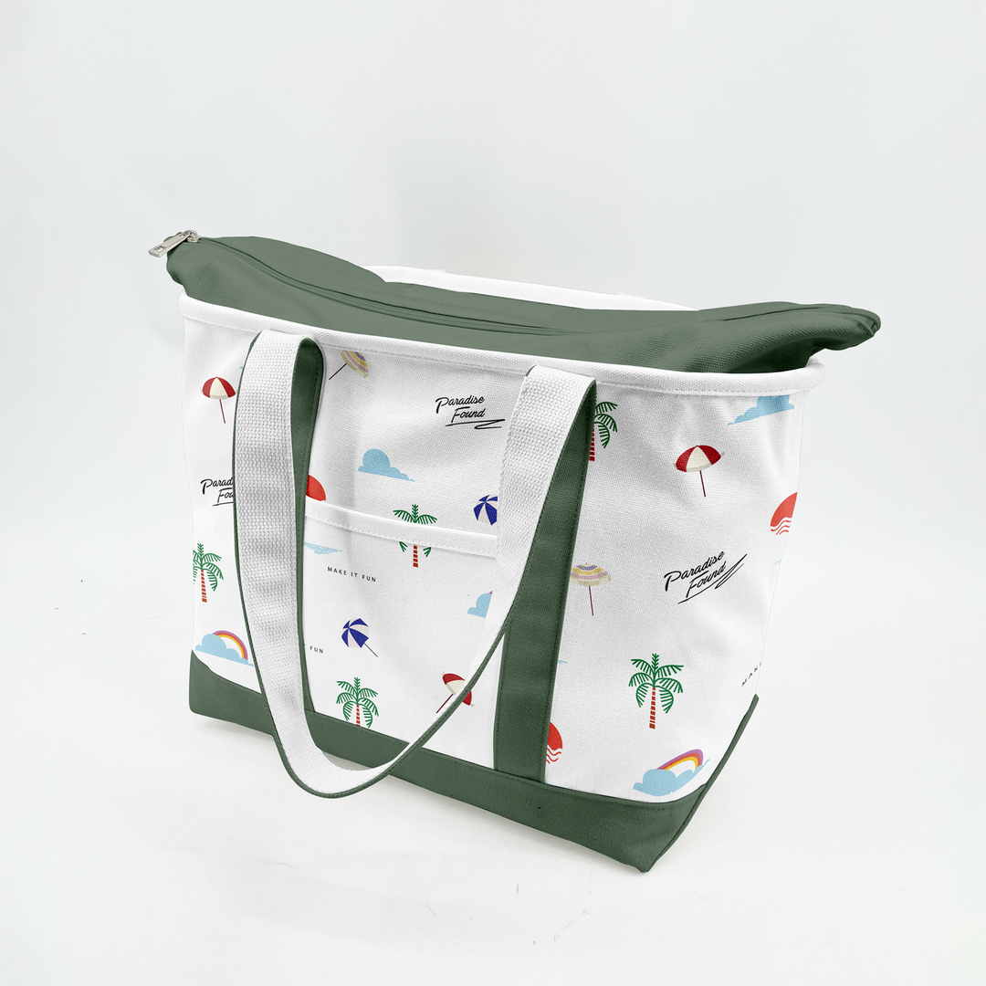 Paradise Beach Icons Canvas Tote Bag ¨C Coastal Vacation Carryall