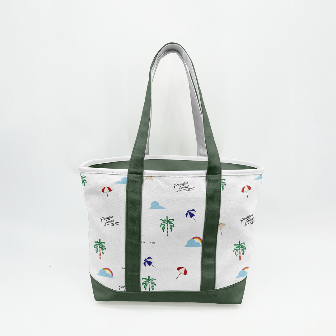 Paradise Beach Icons Canvas Tote Bag ¨C Coastal Vacation Carryall