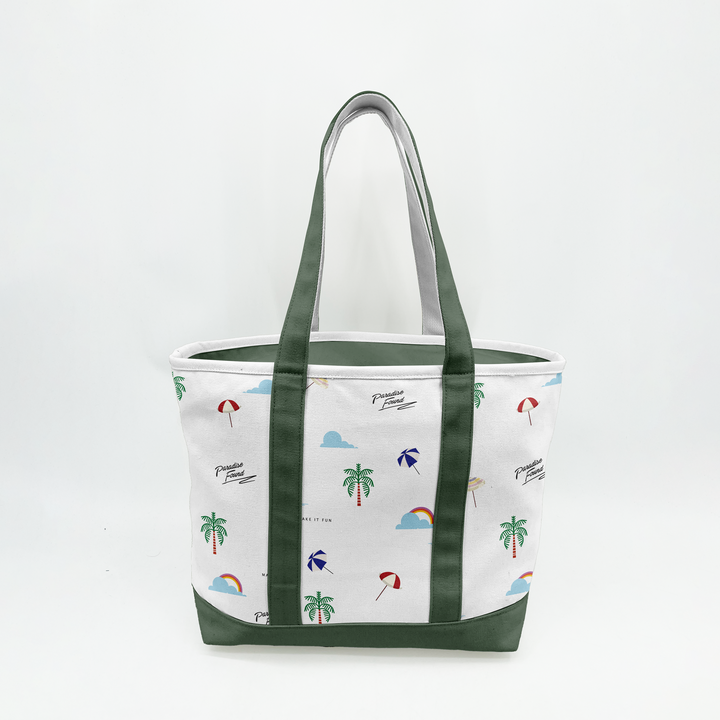 Paradise Beach Icons Canvas Tote Bag ¨C Coastal Vacation Carryall