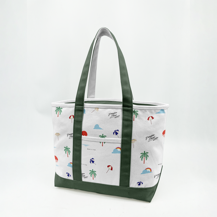 Paradise Beach Icons Canvas Tote Bag ¨C Coastal Vacation Carryall