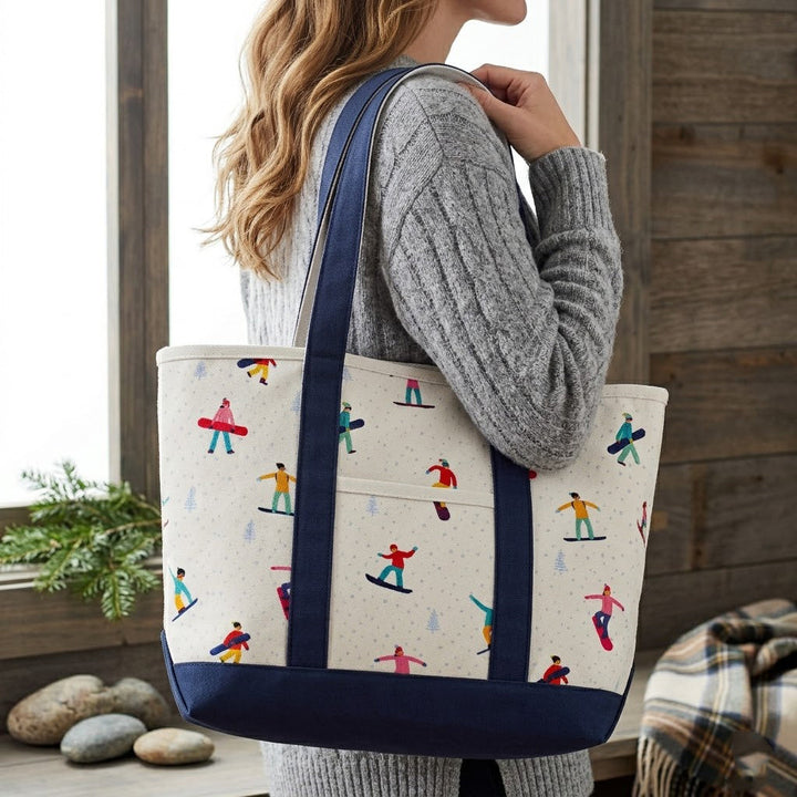 Winter Snowboard Adventure Canvas Tote Bag ¨C Ski Resort Graphic Carryall