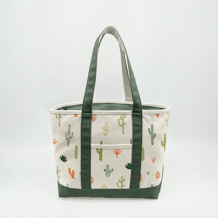 Desert Cactus Pattern Canvas Tote Bag ¨C Southwestern Graphic Carryall
