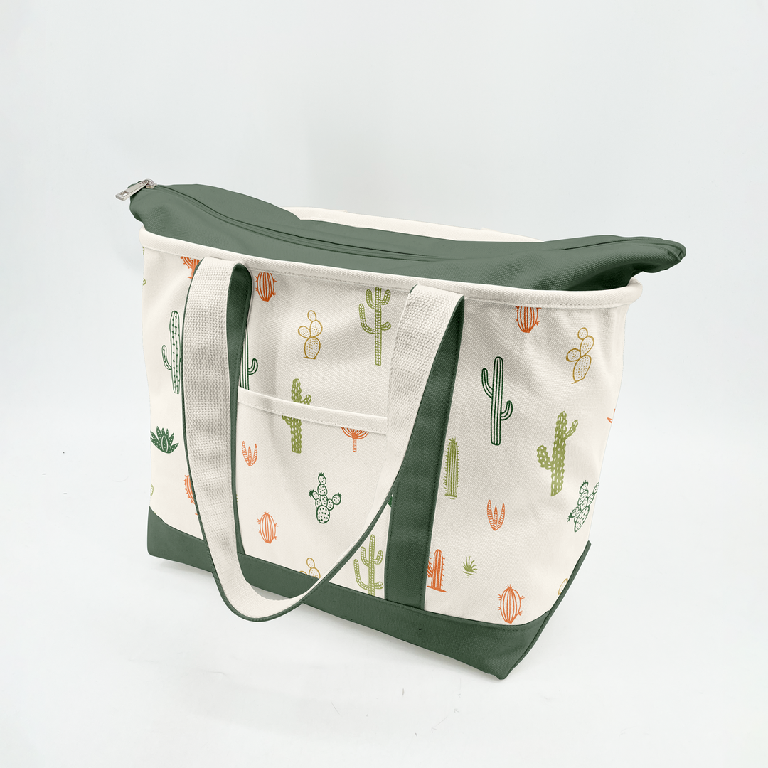 Desert Cactus Pattern Canvas Tote Bag ¨C Southwestern Graphic Carryall