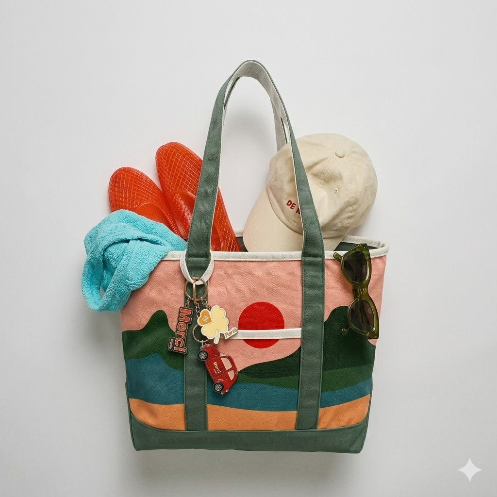 Minimalist Mountain Landscape Canvas Tote Bag