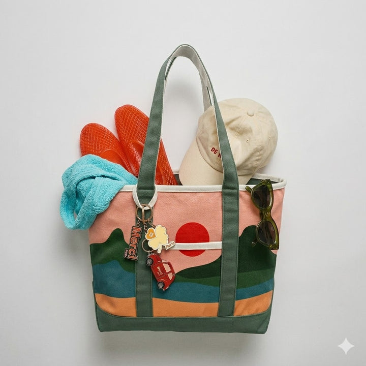 Minimalist Mountain Landscape Canvas Tote Bag