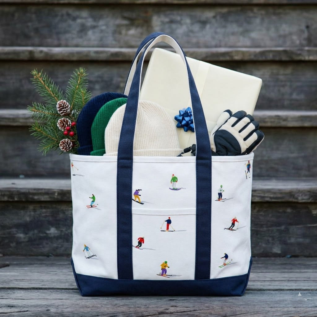 Ski Adventure Canvas Tote Bag ¨C Winter Sports Travel Carryall
