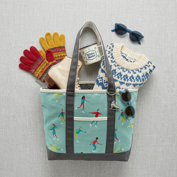 Ice Skating Adventure Canvas Tote Bag ¨C Winter Recreation Travel Carryall