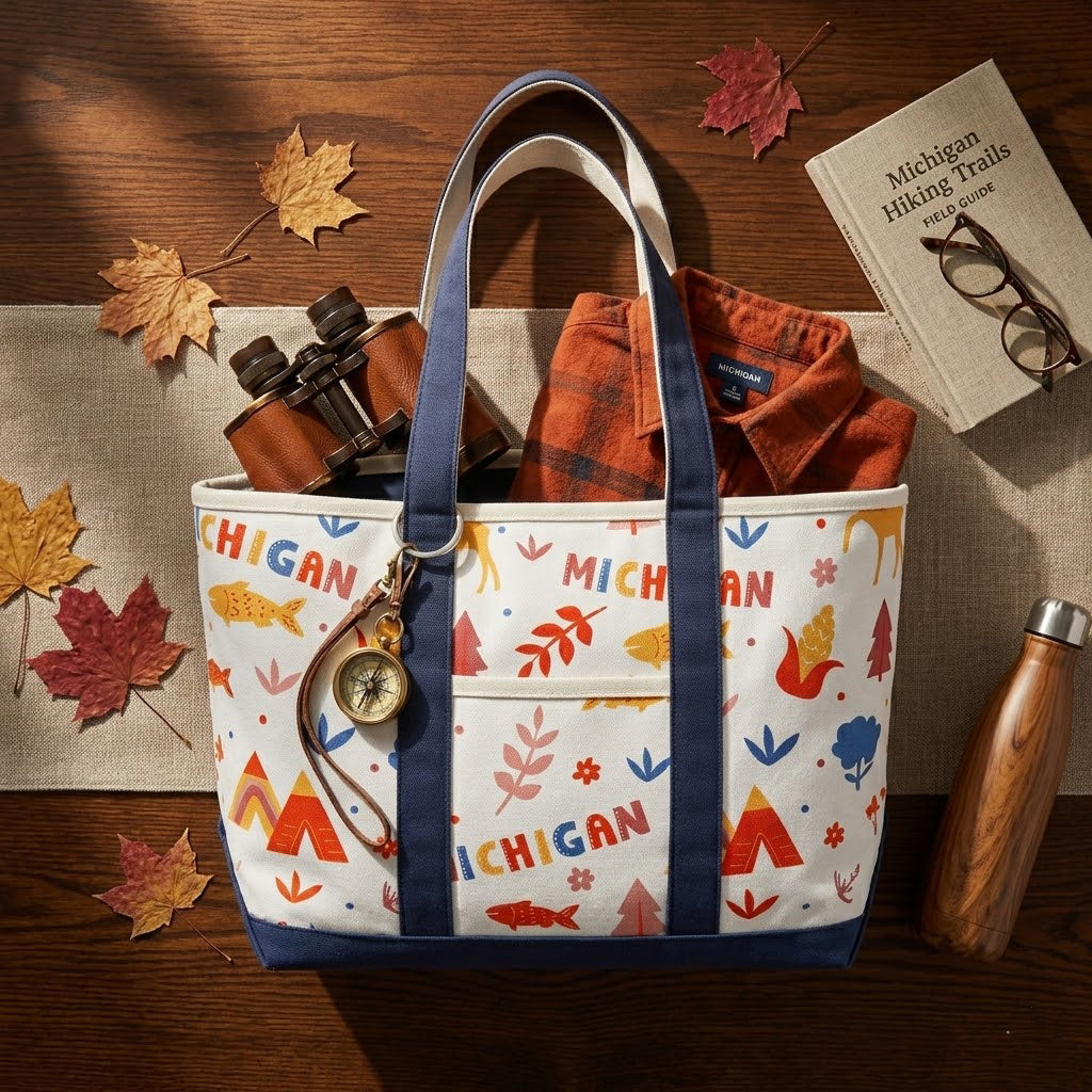 Michigan Adventure Canvas Tote Bag ¨C Nature & Travel Inspired Carryall