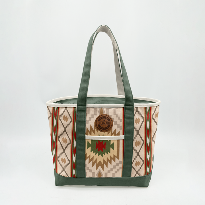 Colorado Patch Canvas Printed Tote Bag with Southwestern Geometric Pattern for Travel