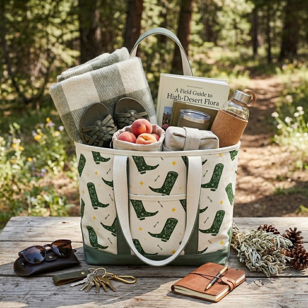 Western Cowboy Boots Canvas Tote Bag ¨C Rustic Adventure Carryall
