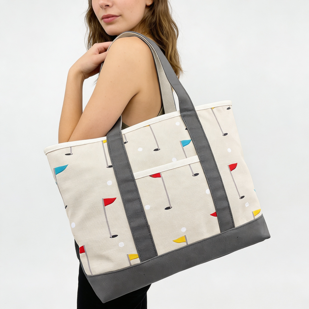 Golf Flag Canvas Tote Bag – Minimal Sports Lifestyle Travel Carryall
