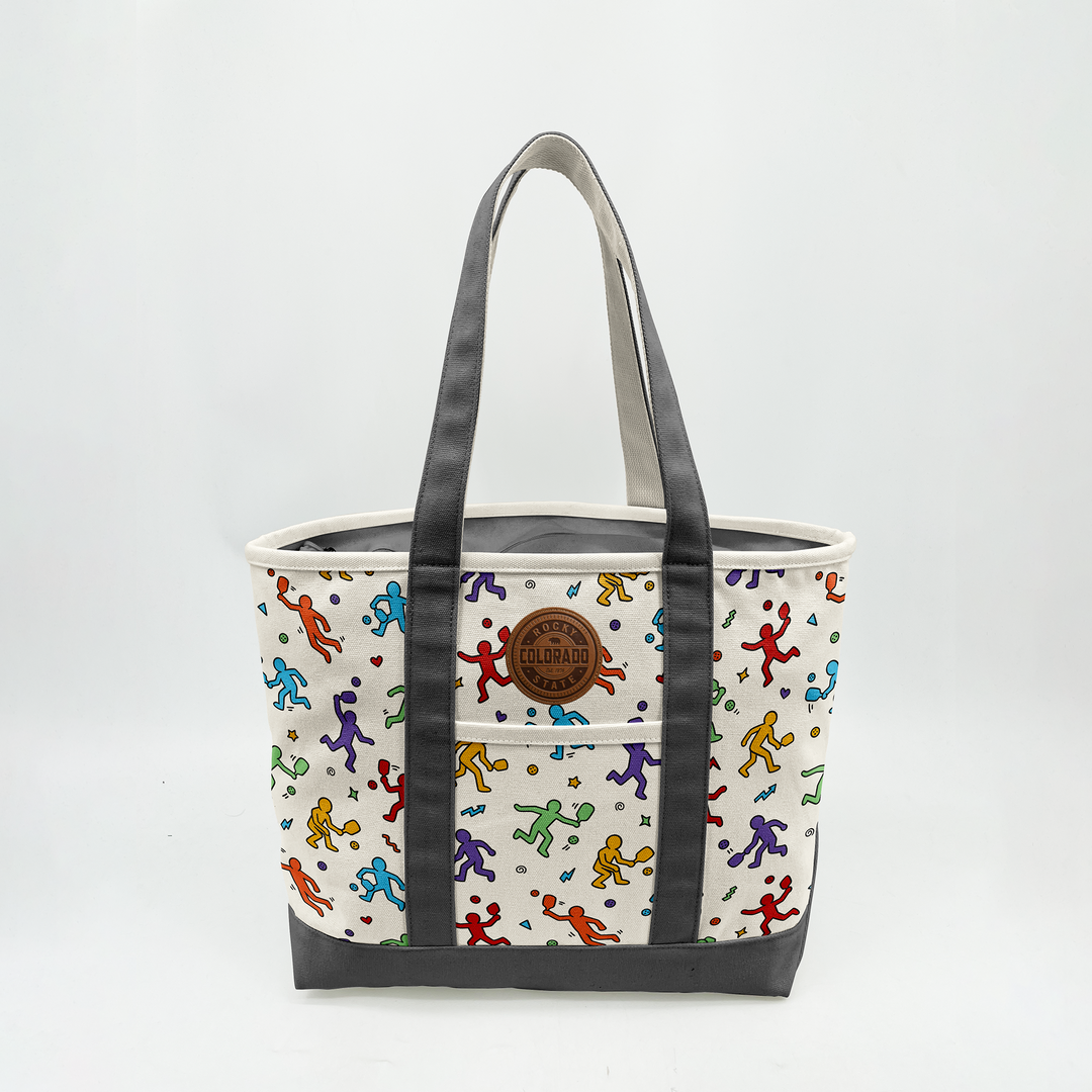 Colorado Patch Canvas Printed Tote Bag with Street Pop Art Pattern