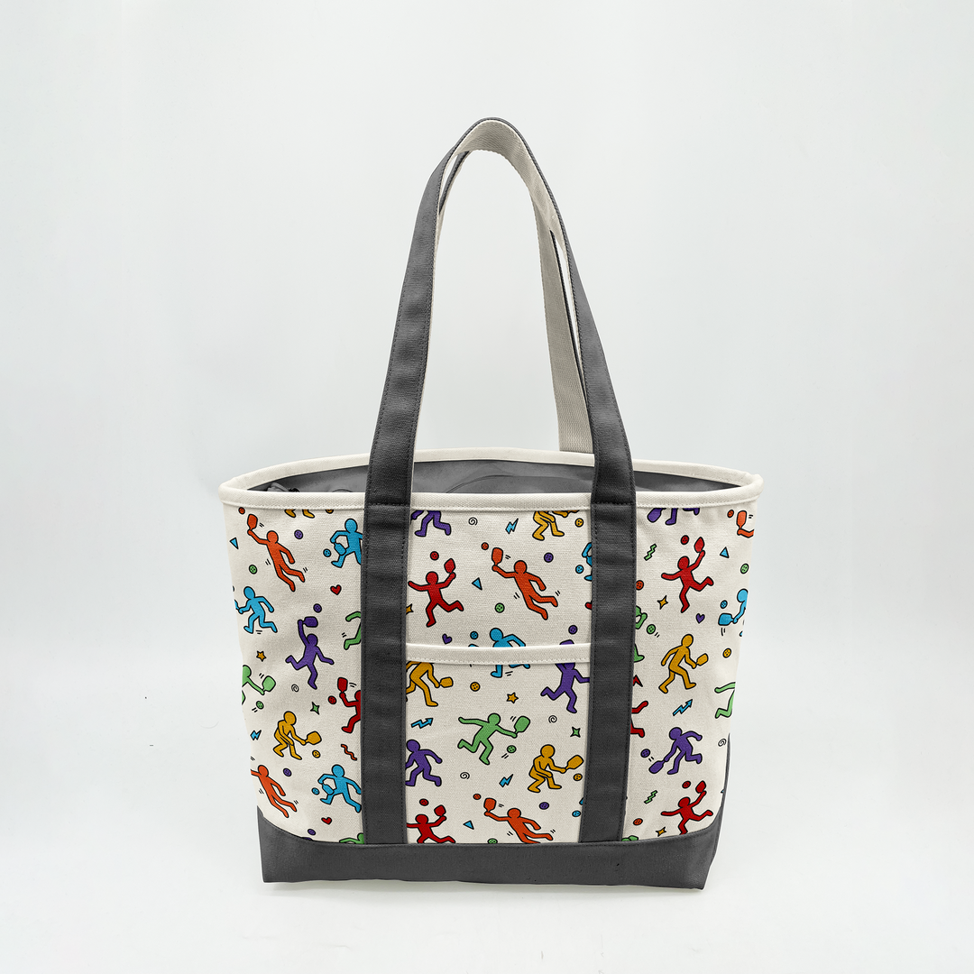 Color Pop Pickleball Canvas Tote Bag – Retro Sports Graphic Carryall