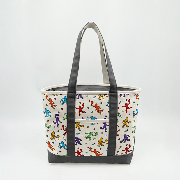 Color Pop Pickleball Canvas Tote Bag – Retro Sports Graphic Carryall