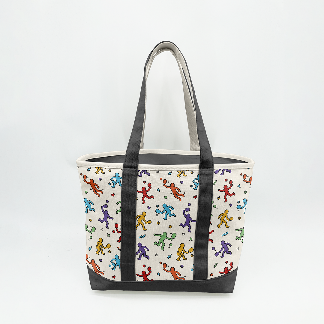 Color Pop Pickleball Canvas Tote Bag – Retro Sports Graphic Carryall