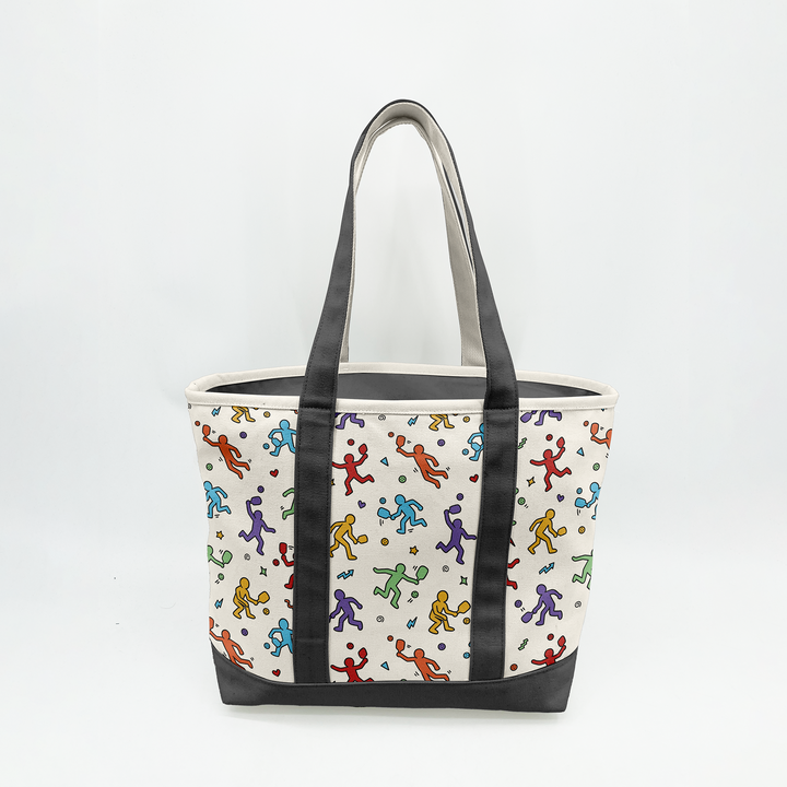 Color Pop Pickleball Canvas Tote Bag – Retro Sports Graphic Carryall