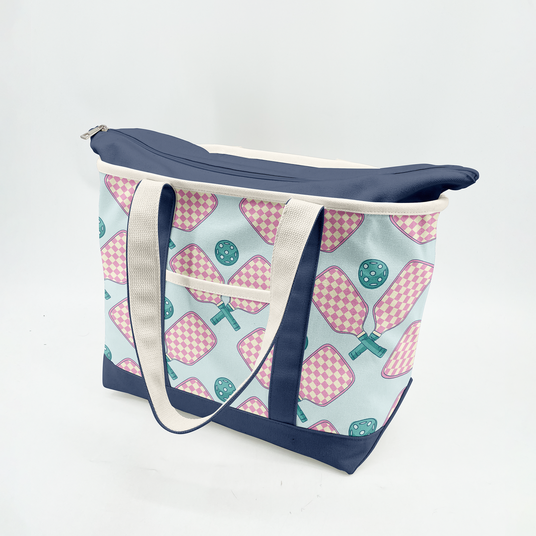 Retro Pickleball Paddle Canvas Tote Bag – Checkerboard Sports Carryall