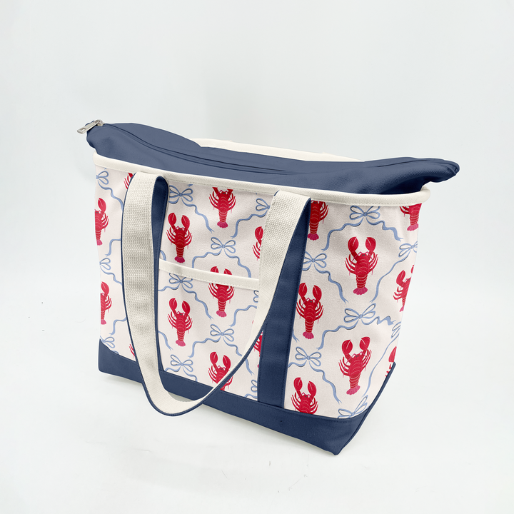 Coastal Lobster Canvas Tote Bag – Nautical Seafood Market Carryall