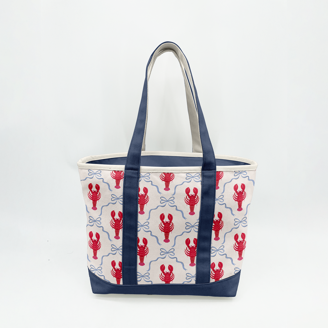 Coastal Lobster Canvas Tote Bag – Nautical Seafood Market Carryall