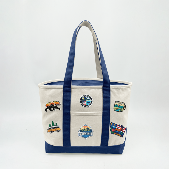 Montana Adventure Patch Canvas Tote Bag – Big Sky Travel Graphic Carryall
