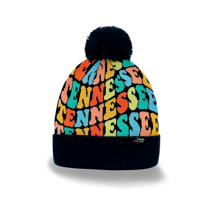 TENNESSEE Colorful Knit Pom Pom Beanie - Retro Winter Warm Hat