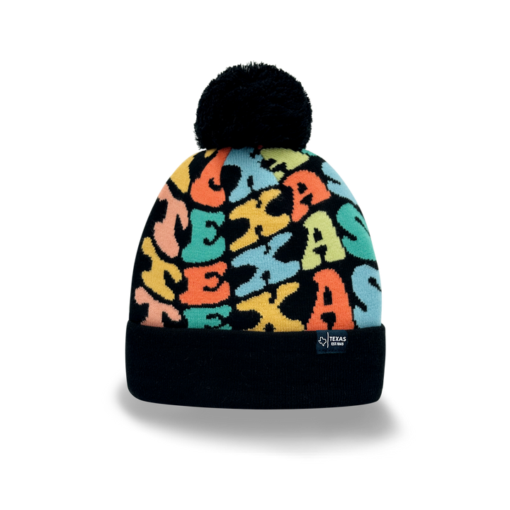 TEXAS Colorful Knit Pom Pom Beanie - Retro Winter Warm Hat