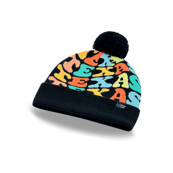 TEXAS Colorful Knit Pom Pom Beanie - Retro Winter Warm Hat