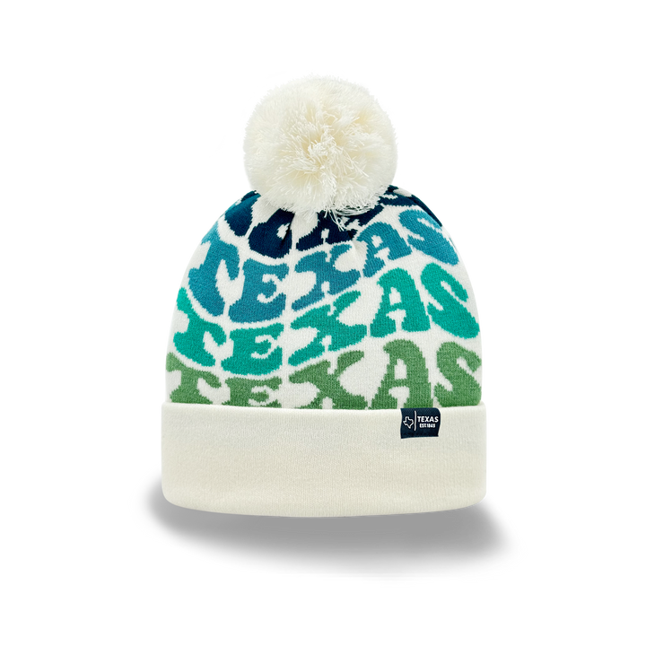 TEXAS Colorful Knit Pom Pom Beanie - Retro Winter Warm Hat
