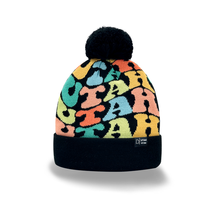 UTAH Colorful Knit Pom Pom Beanie - Retro Winter Warm Hat