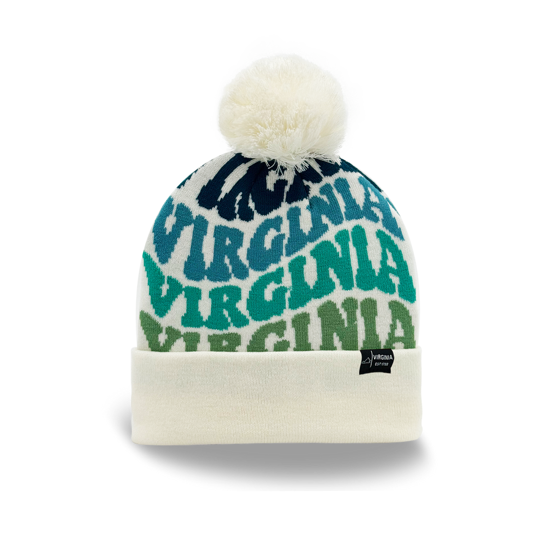 Virginia Colorful Letter Beanie Winter Knit Hat with Pom Pom for Cold Weather