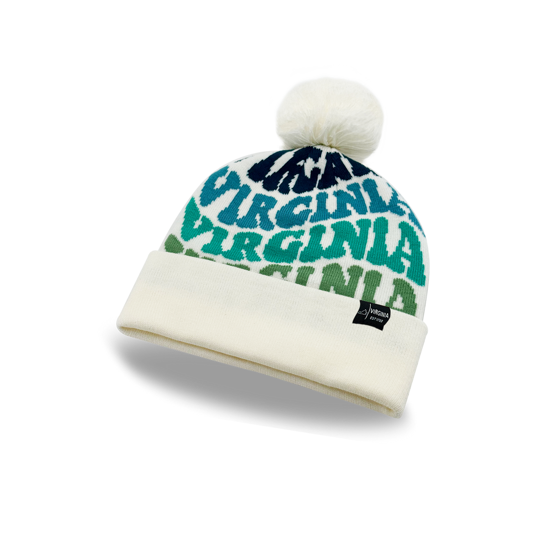 Virginia Colorful Letter Beanie Winter Knit Hat with Pom Pom for Cold Weather