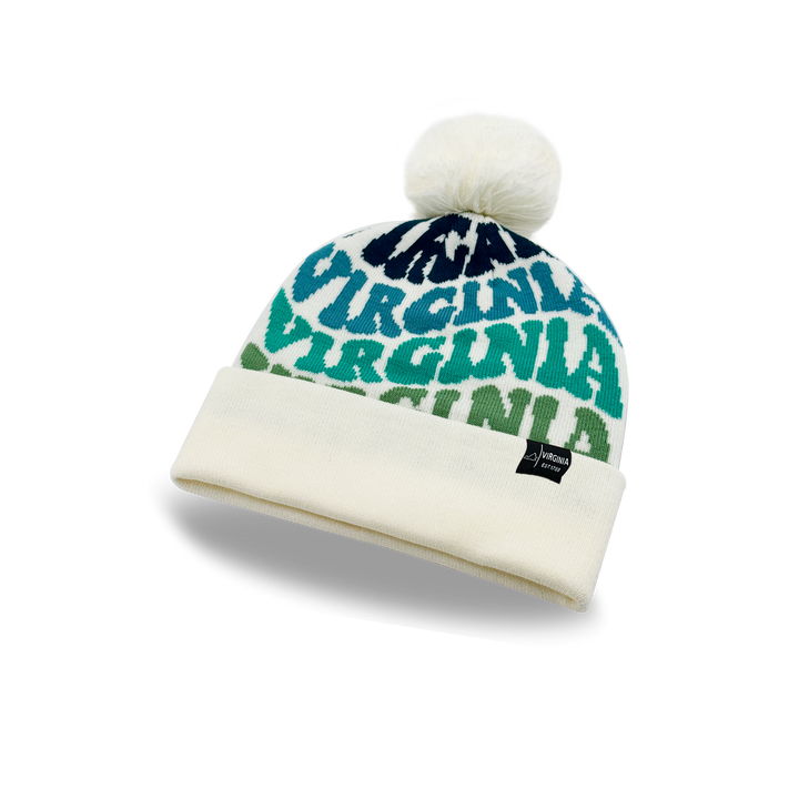 Virginia Colorful Letter Beanie Winter Knit Hat with Pom Pom for Cold Weather