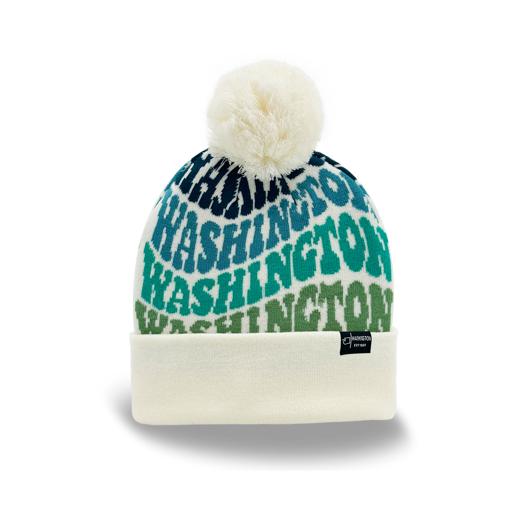 Washington Colorful Letter Beanie Winter Knit Hat with Pom Pom for Cold Weather