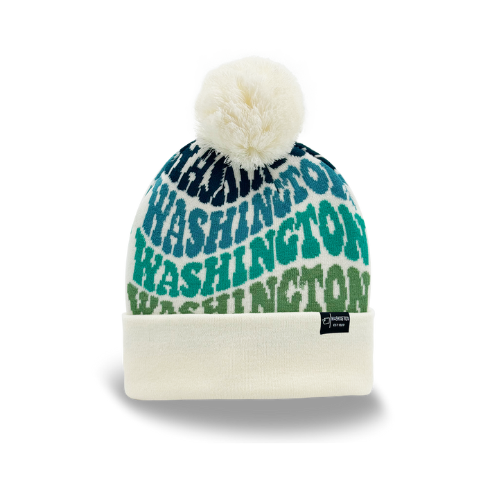 Washington Colorful Letter Beanie Winter Knit Hat with Pom Pom for Cold Weather