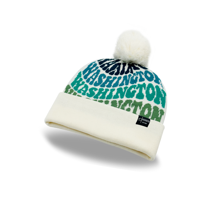Washington Colorful Letter Beanie Winter Knit Hat with Pom Pom for Cold Weather