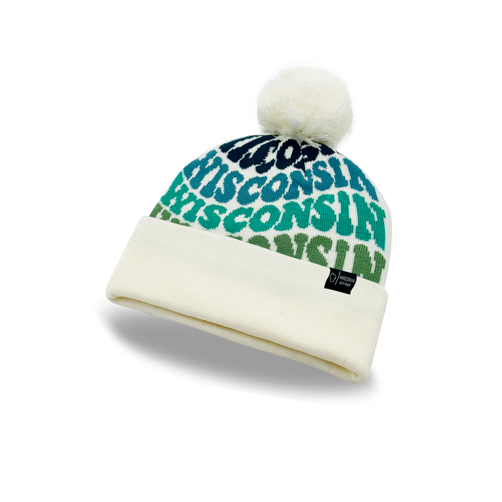 Wisconsin Colorful Letter Beanie Winter Knit Hat with Pom Pom for Cold Weather