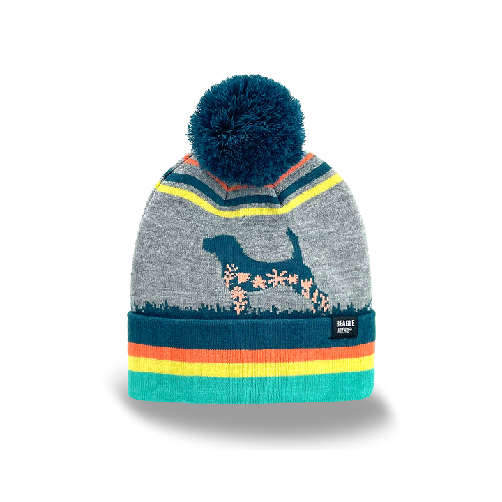 Beagle Dog Pom Pom Knit Beanie, Outdoor Warm Winter Hat for Pet Lovers