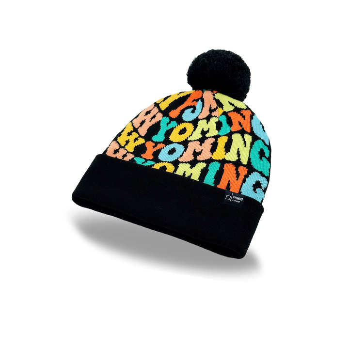Wyoming Colorful Letter Beanie Winter Knit Hat with Pom Pom for Cold Weather