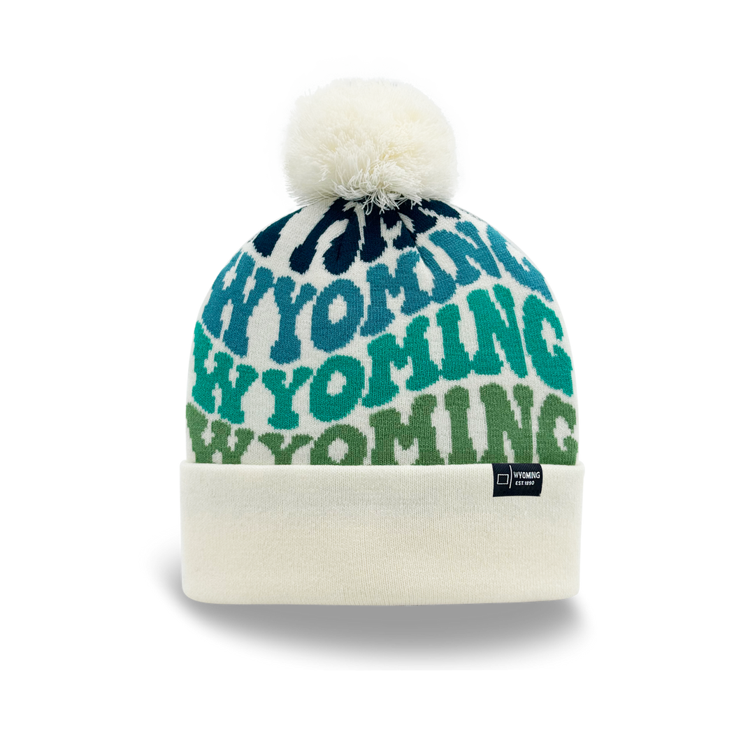 Wyoming Colorful Letter Beanie Winter Knit Hat with Pom Pom for Cold Weather