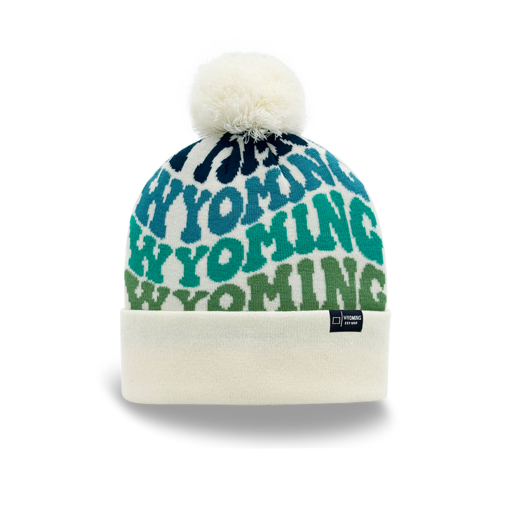 Wyoming Colorful Letter Beanie Winter Knit Hat with Pom Pom for Cold Weather