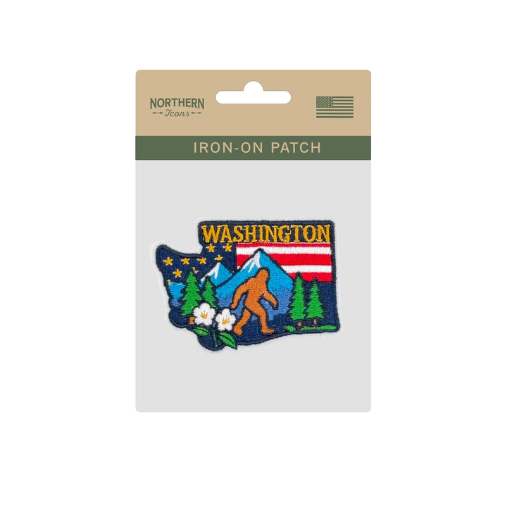 Washington Bigfoot Forest Embroidered Patch Iron On State Souvenir Patch