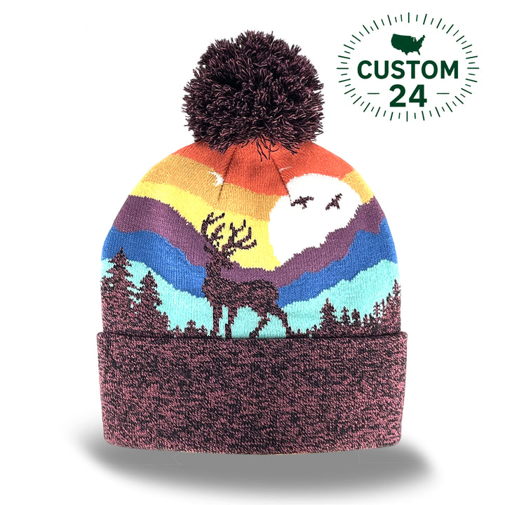 Kid Deer Pom Beanie Warm Winter Knit Hat for Outdoor Adventure